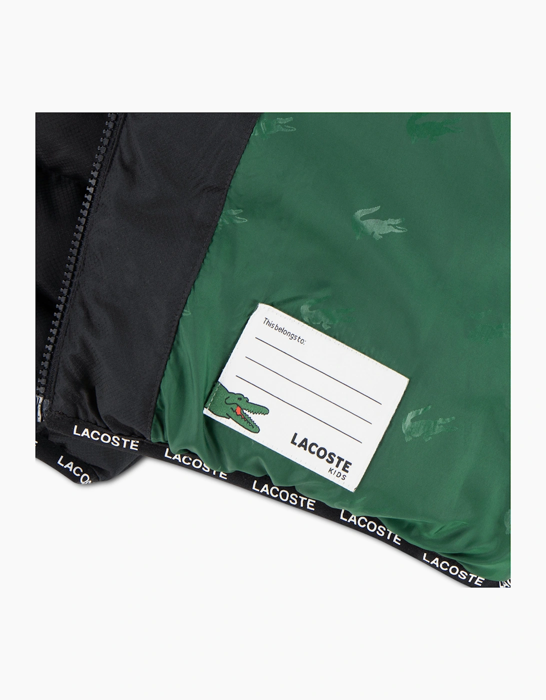 LACOSTE BOYS BLACK MID WEIGHT PUFFER JACKET 847907