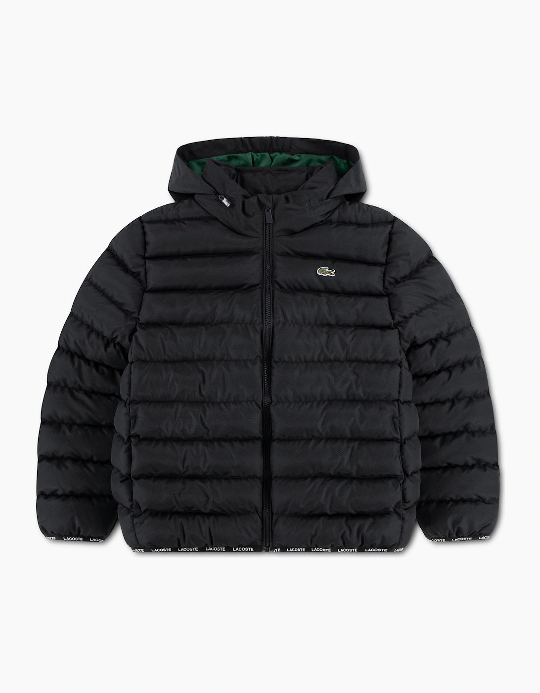 LACOSTE BOYS BLACK MID WEIGHT PUFFER JACKET 847907, 5 of 4
