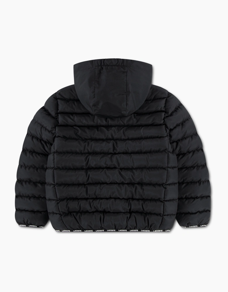 LACOSTE BOYS BLACK MID WEIGHT PUFFER JACKET 847907