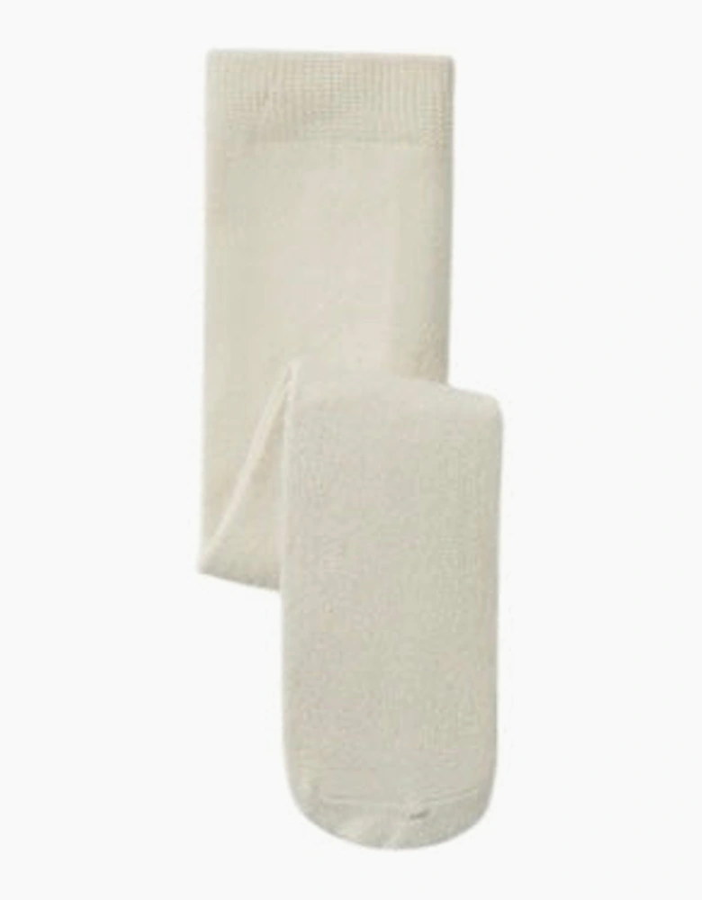 Girls Beige Shimmer Knit Tights
