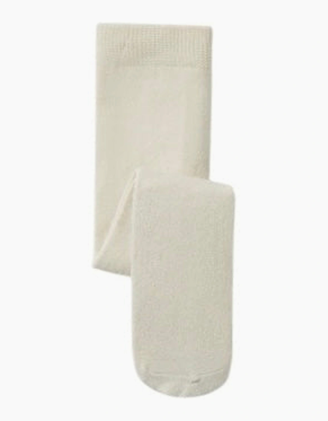 Girls Beige Shimmer Knit Tights, 3 of 2