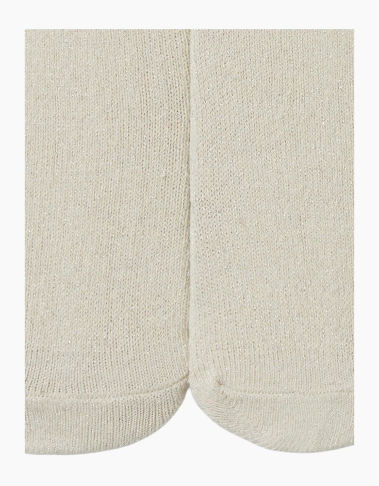 Girls Beige Shimmer Knit Tights