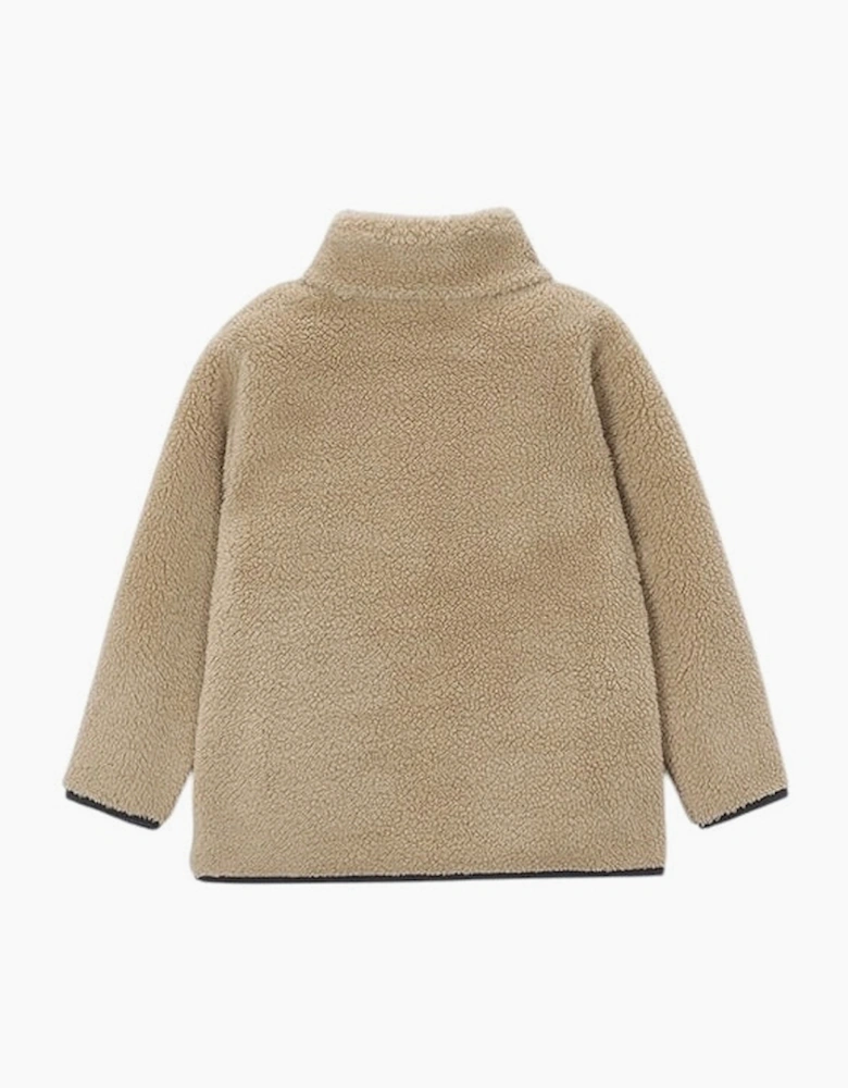 Boys Beige Soft Fleece Zip Up Jacket