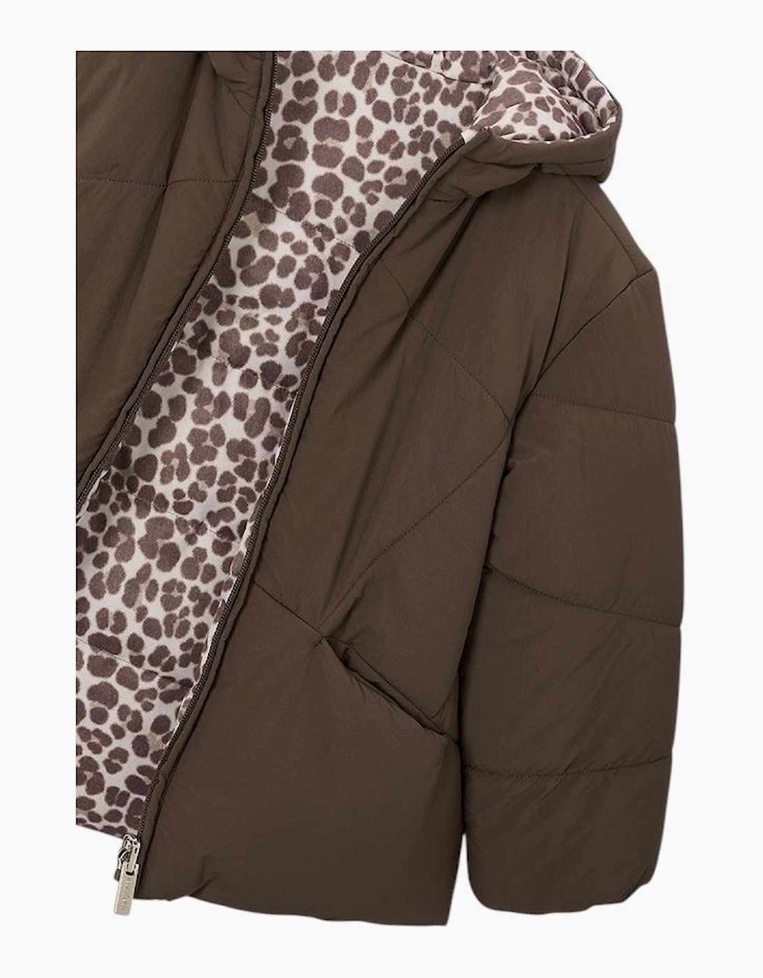 Girls Brown Printed Reversible Padded Coat
