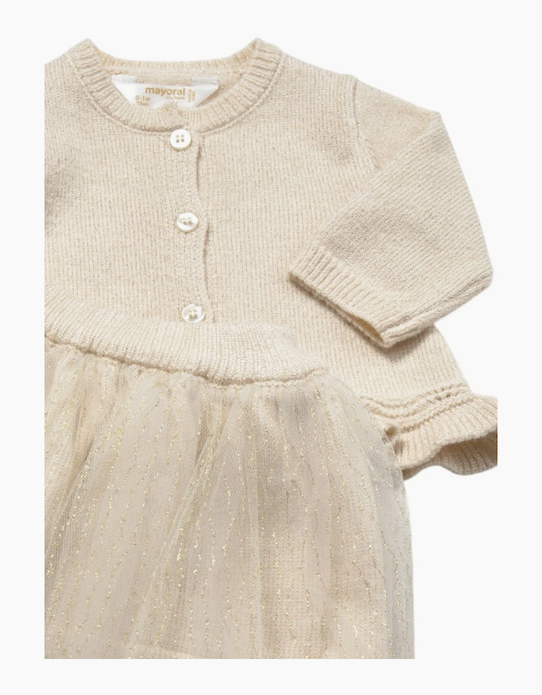 Girls Gold 3 Piece Cardigan Tulle Skirt Set