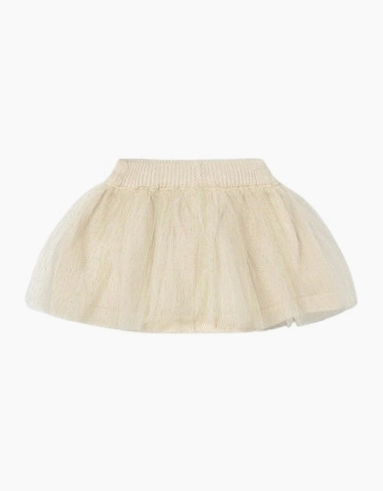 Girls Gold 3 Piece Cardigan Tulle Skirt Set