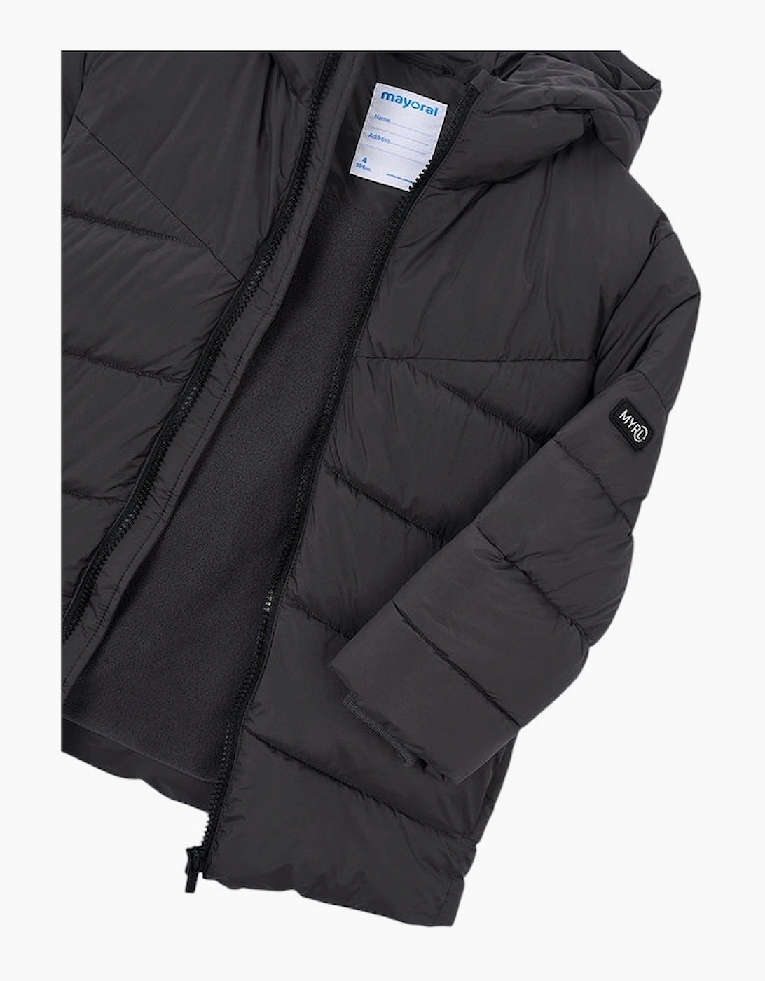 Boys Dark Grey Long Padded Coat