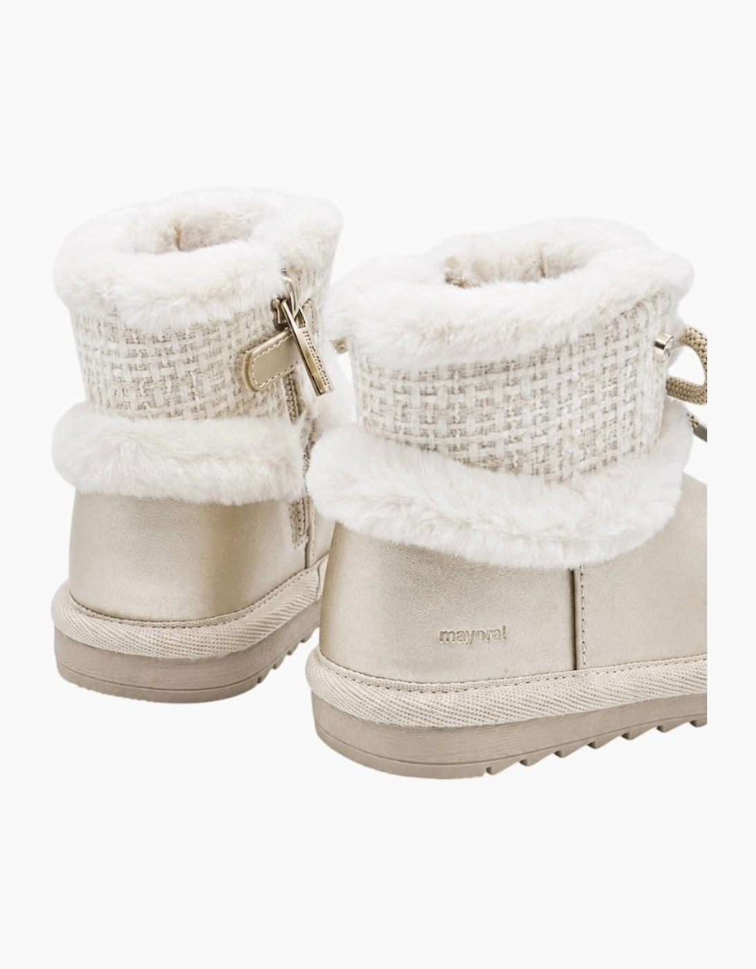 Girls Gold Faux Fur Lined Boots