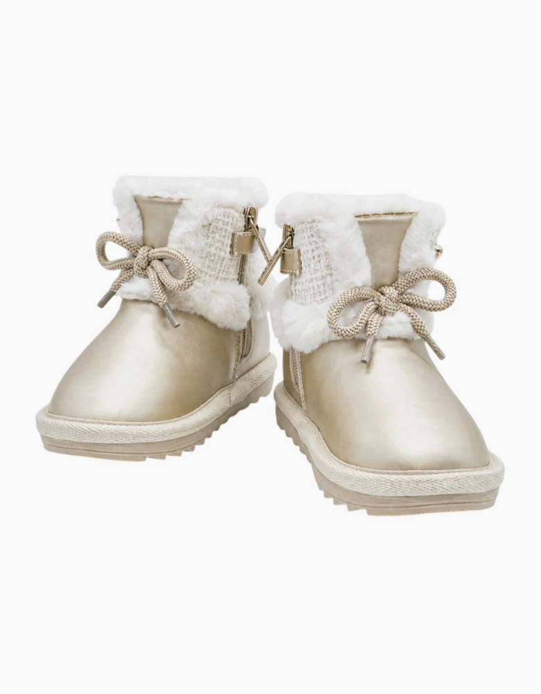 Girls Gold Faux Fur Lined Boots