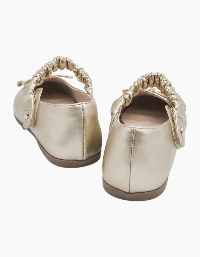 Girls Gold Velcro Mary Jane Shoes