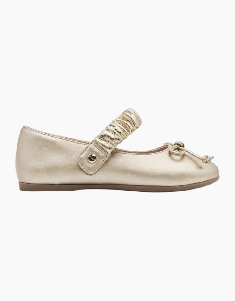 Girls Gold Velcro Mary Jane Shoes