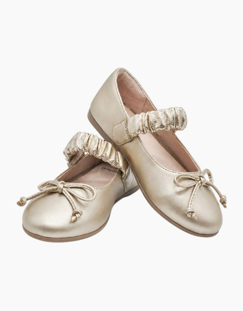 Girls Gold Velcro Mary Jane Shoes