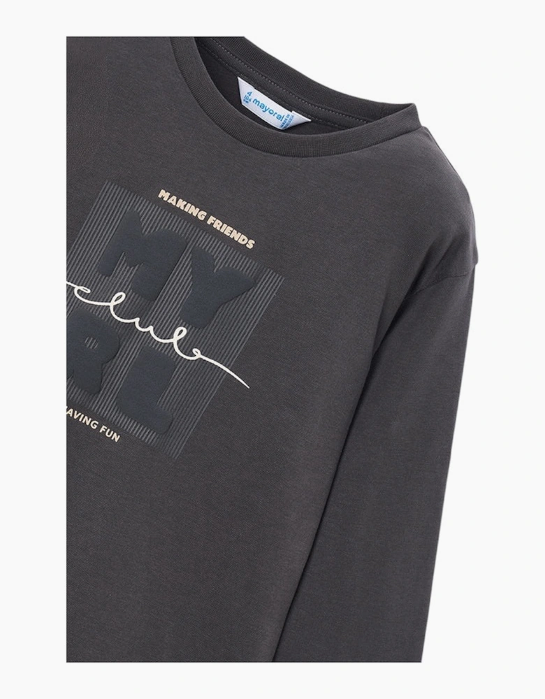 Boys Dark Grey Logo Top