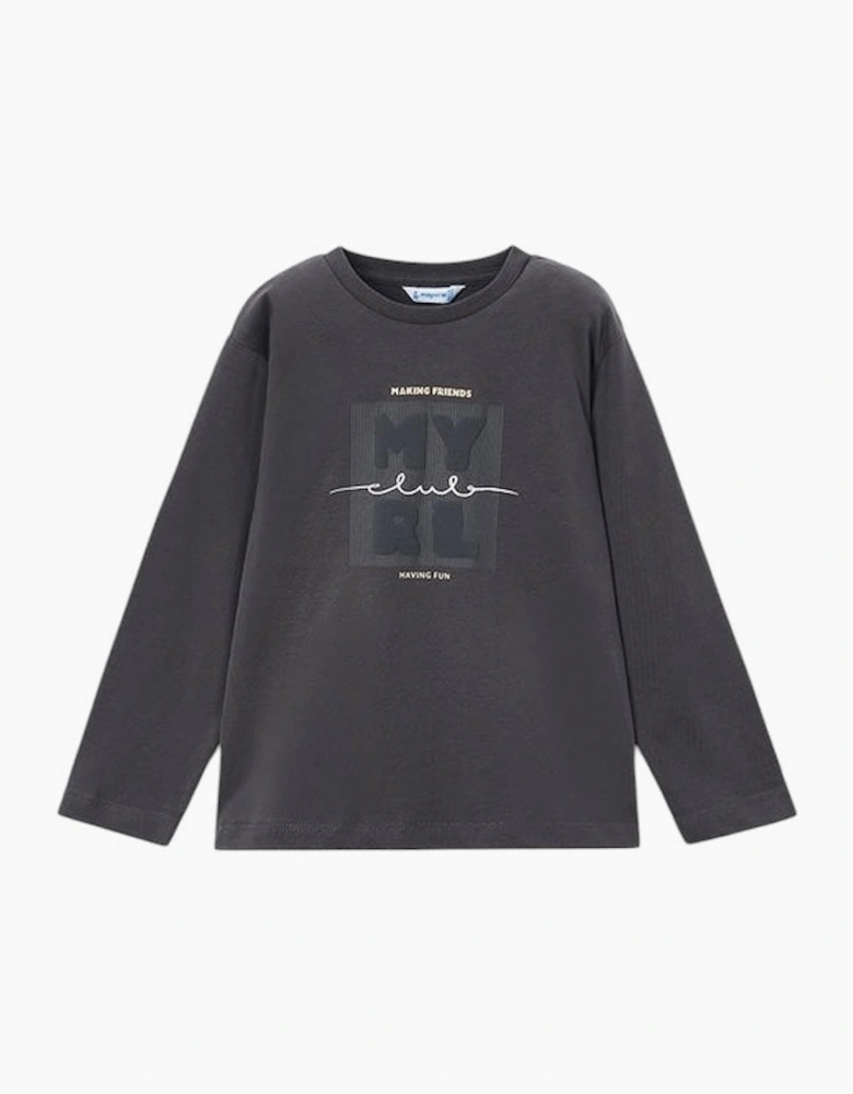 Boys Dark Grey Logo Top