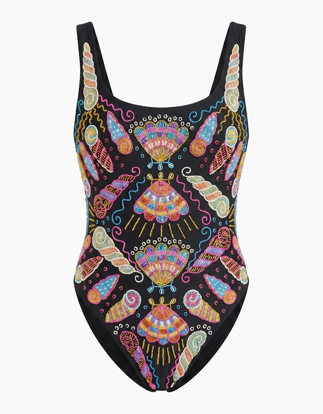 Oceanus x Zandra Rhodes Dreamy Dreamy One Piece Shell Swimsuit Black - Stock