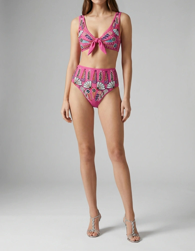 Oceanus x Zandra Rhodes Nebula Shell Bikini Top - Fuchsia in Stock
