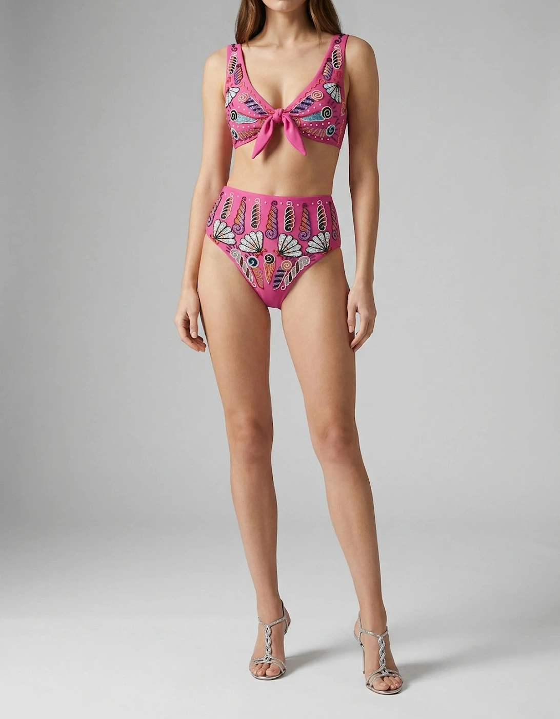 Oceanus x Zandra Rhodes Nebula Shell Bikini Top - Fuchsia in Stock