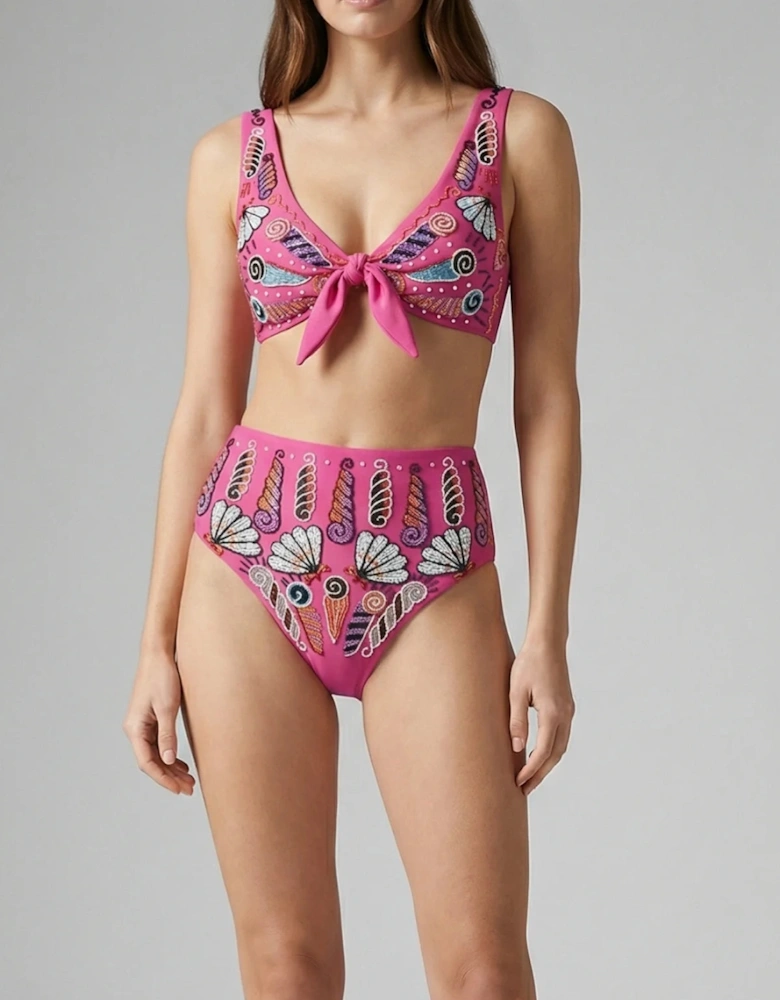 Oceanus x Zandra Rhodes Nebula Shell Bikini Top - Fuchsia in Stock
