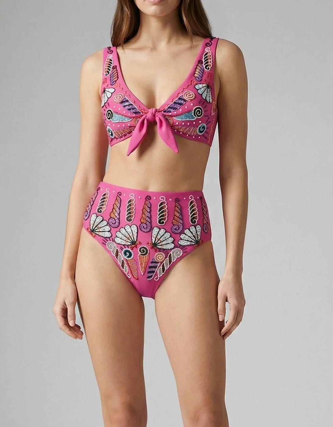 Oceanus x Zandra Rhodes Nebula Shell Bikini Top - Fuchsia in Stock