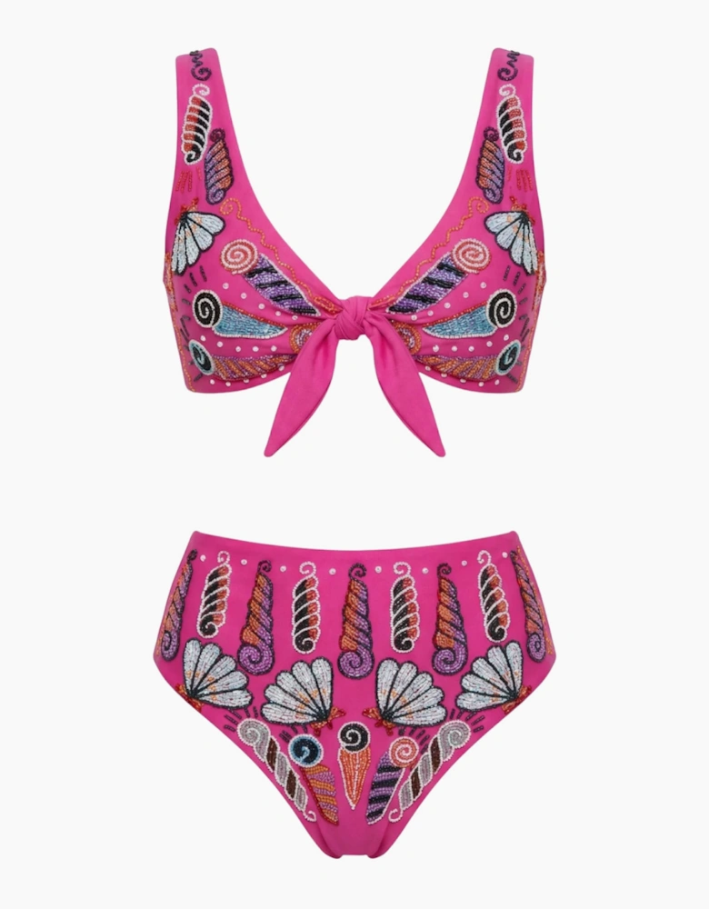 Oceanus x Zandra Rhodes Nebula Shell Bikini Top - Fuchsia in Stock