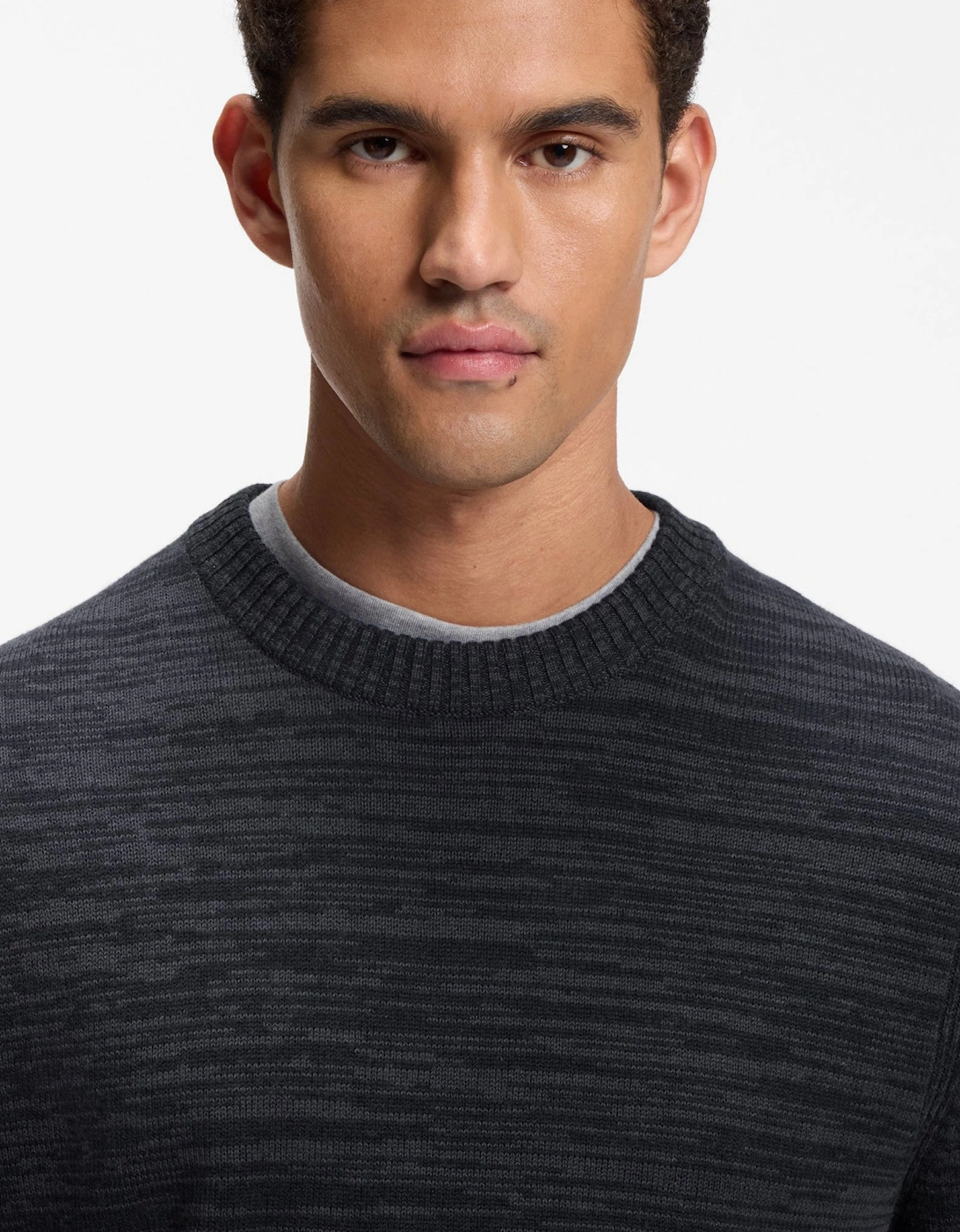 BOSS Orange Aperoso Mens  Mouliné-knit Sweater in Virgin Wool and Cotton - Dark Blue 404
