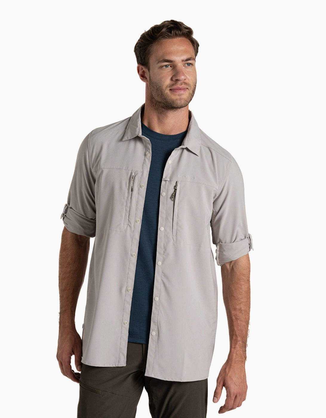 Craghoppers Men's Grey Nosilife Long-Sleeved Shirt - Size 42/Regular