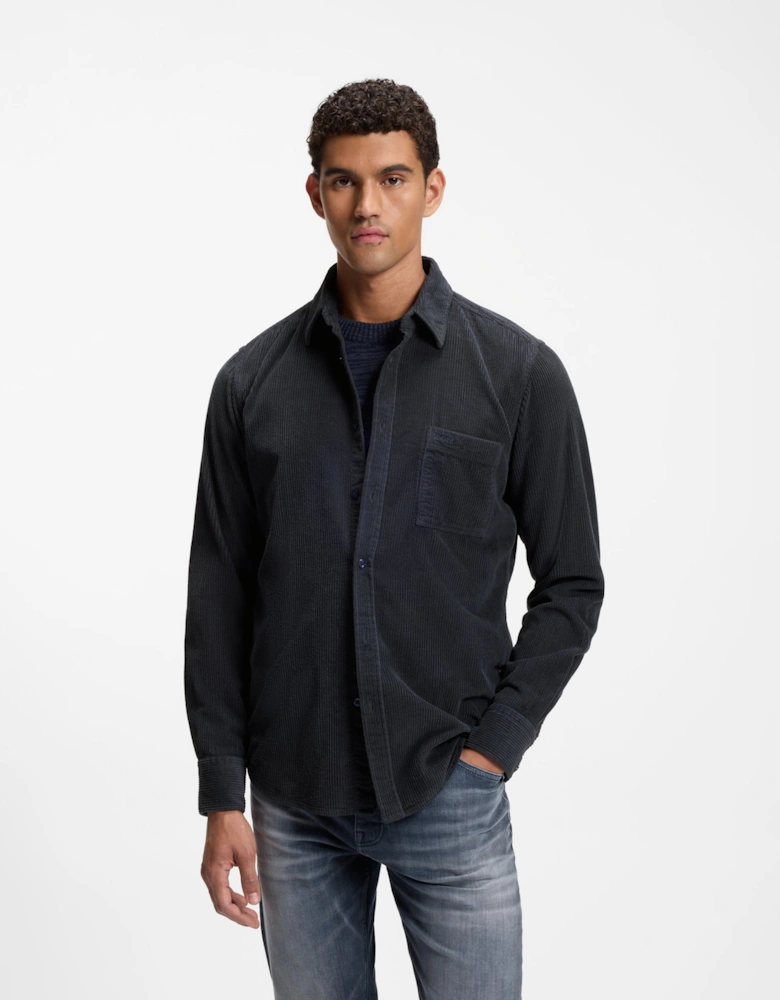 BOSS Orange Relegant 6 Mens Long Sleeve Cotton Shirt - Dark Blue 404