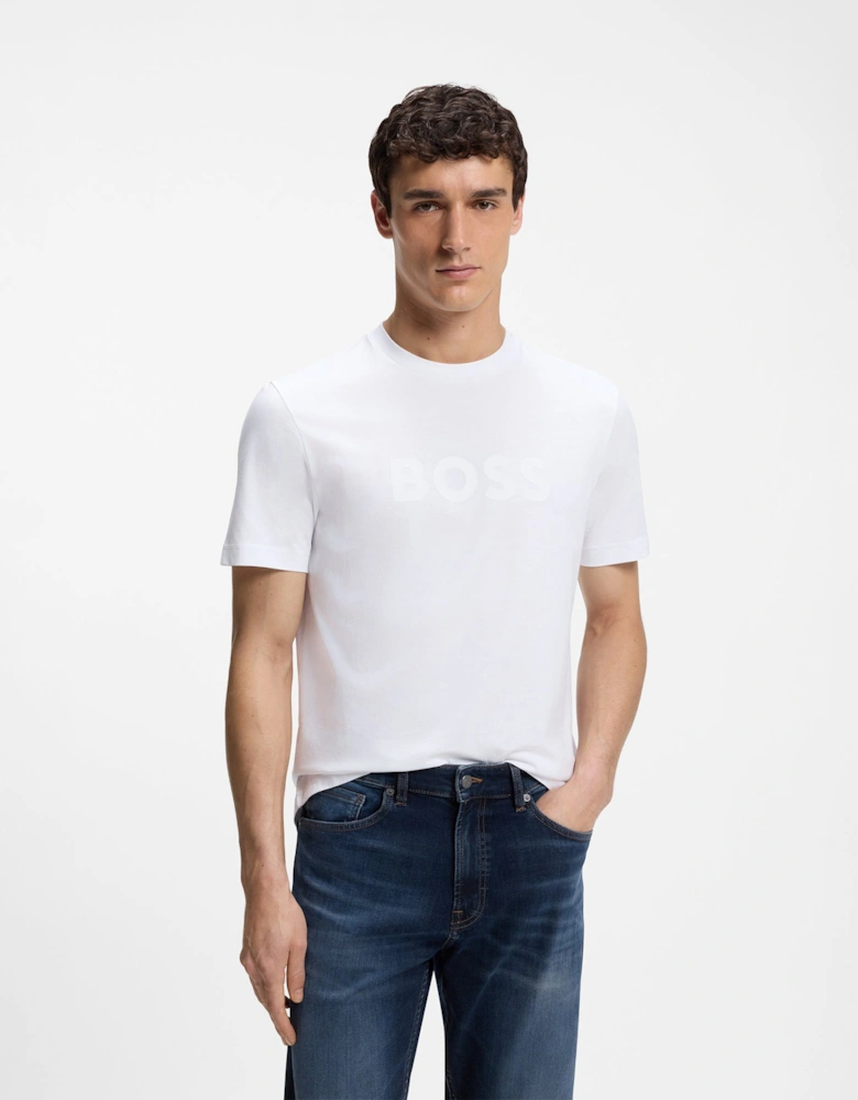 BOSS Orange Te Logo Regular-fit T-shirt in cotton with logo print - White 100