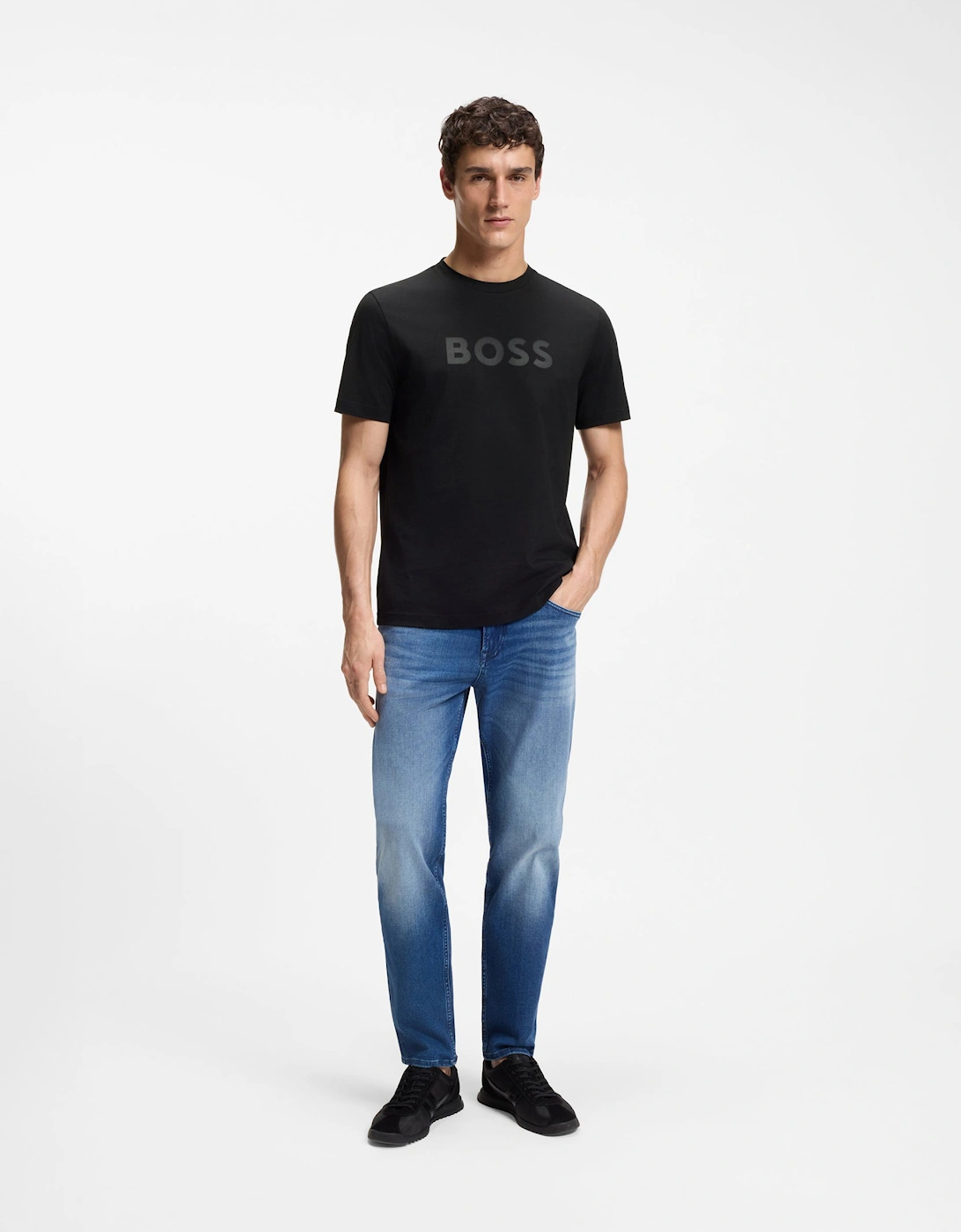 BOSS Orange Te Logo Regular-fit T-shirt in cotton with logo print - Black 001