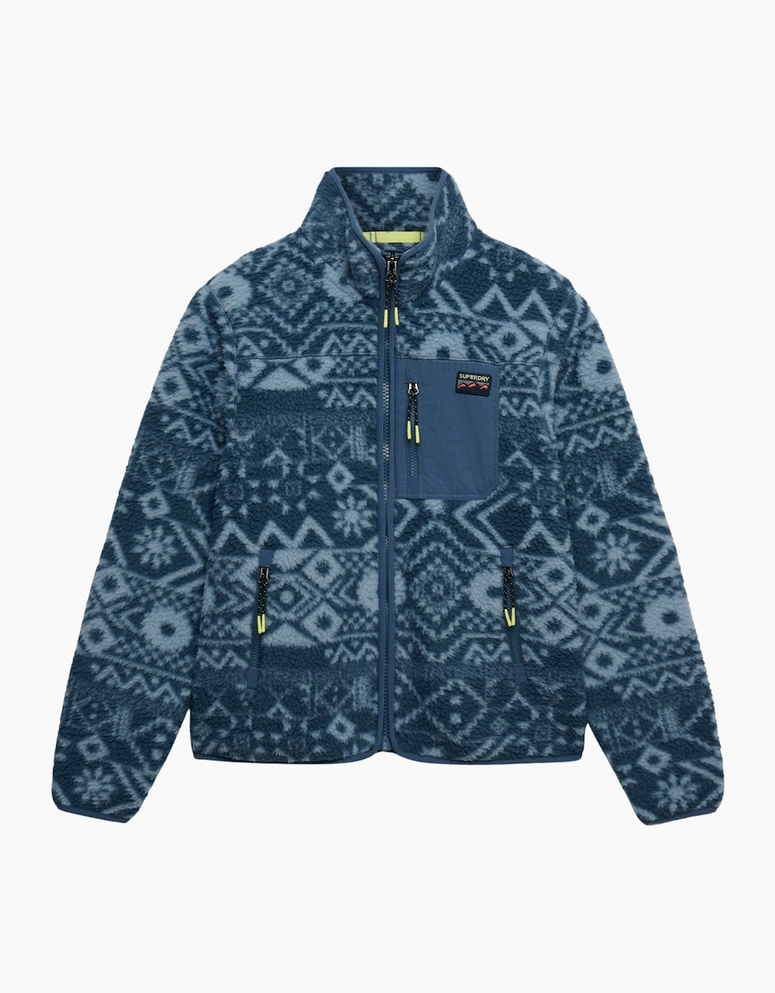 Women's Superdry Womens Outdoor Printed Full Zip Fleece - Alisso Aztec Blue - Size: 14