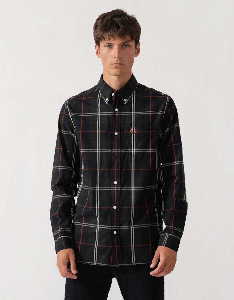 Fred Perry Mens Poplin Tartan Shirt - Night Green Q20