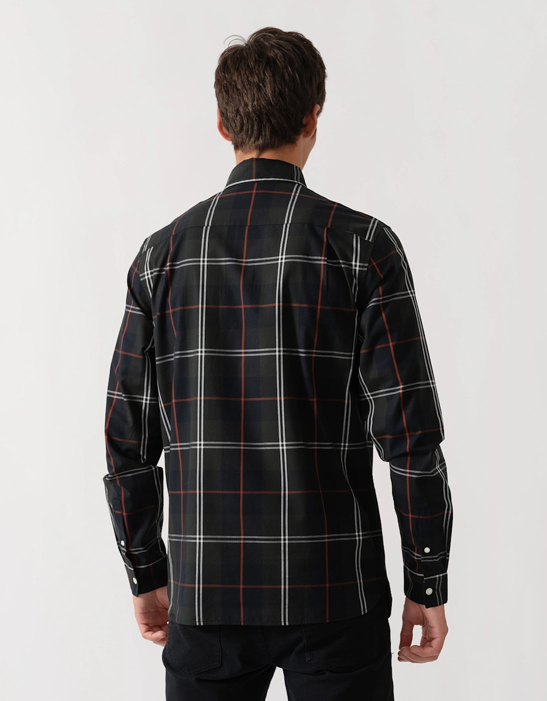 Fred Perry Mens Poplin Tartan Shirt - Night Green Q20