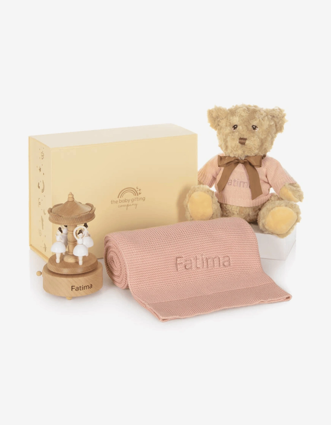 Pink Musical Ballerina Carousel Personalised Gift Set, 2 of 1