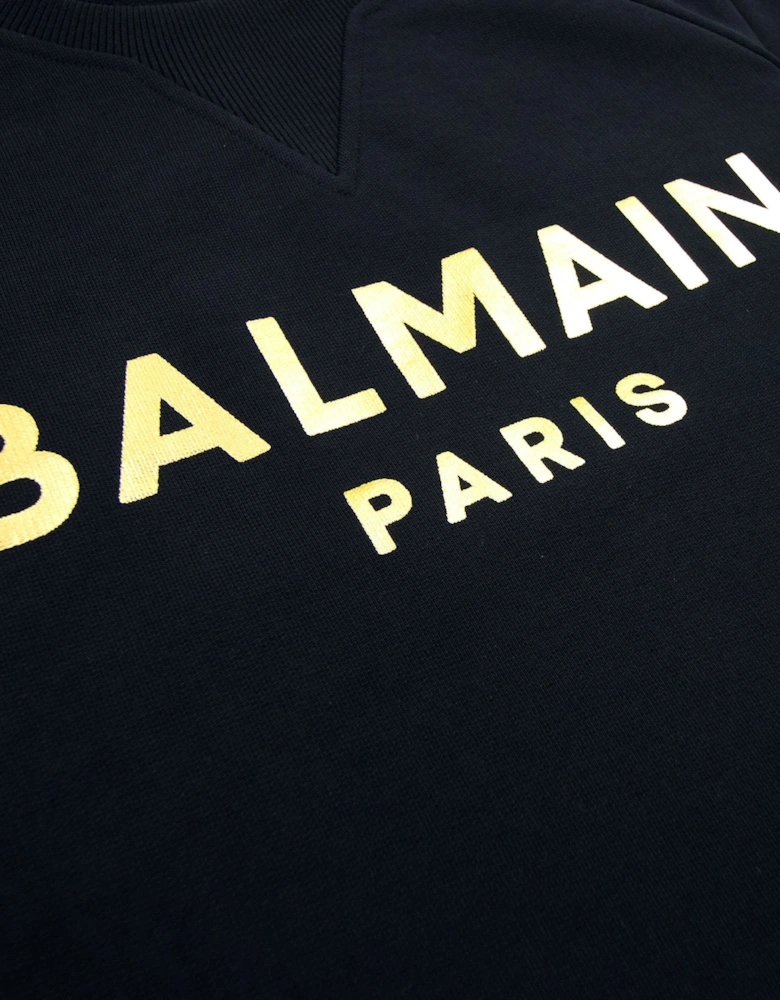 Balmain Foil Logo Sweatshirt Black/gold