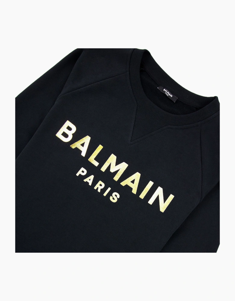 Balmain Foil Logo Sweatshirt Black/gold