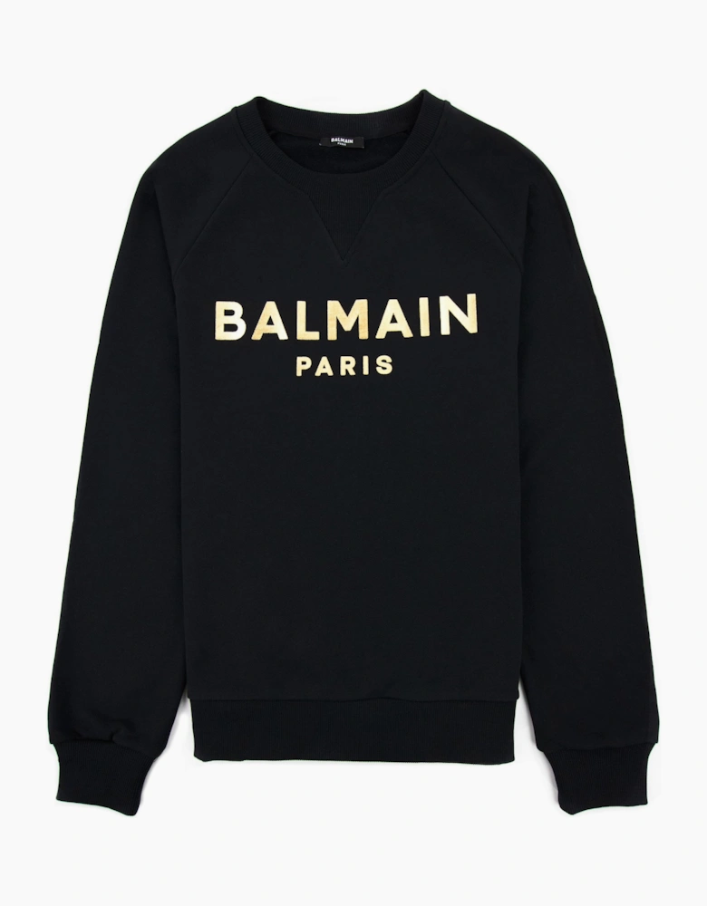 Balmain Foil Logo Sweatshirt Black/gold