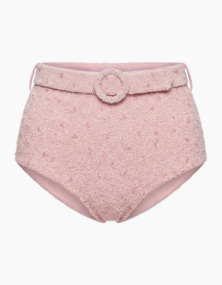 Heidi Hand Beaded Bikini Bottom in Pink