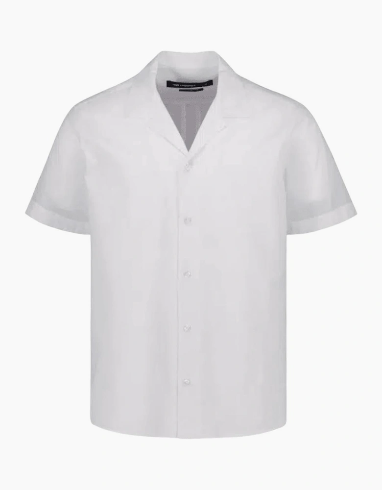 Textured Cuban Collar White Shirt