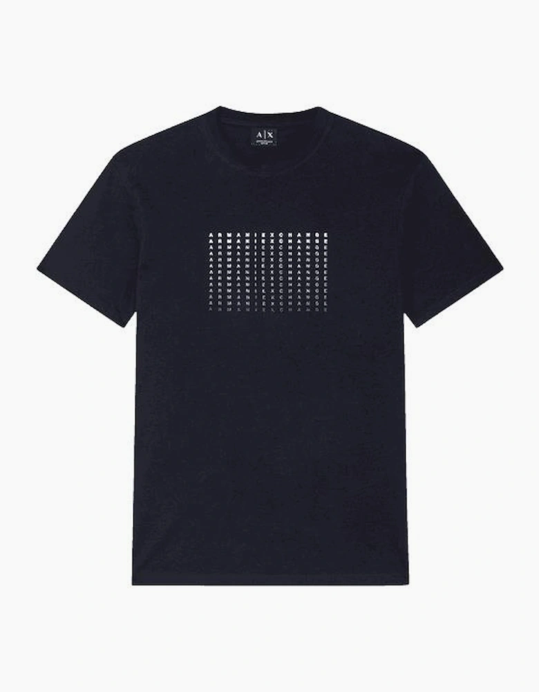 Slim Fit Repeat Logo Navy T-Shirt