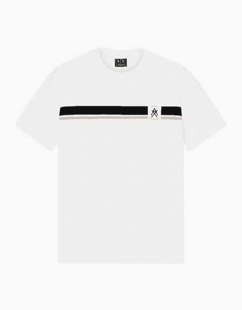 Slim Fit Stripe Logo White T-Shirt