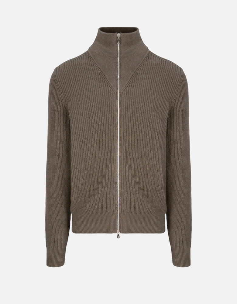T NECK ZIP CARDIGAN