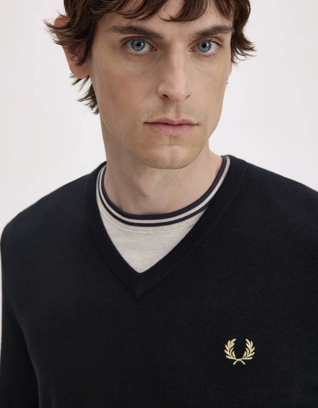 Fred Perry Mens Classic V Neck Jumper - Black 198