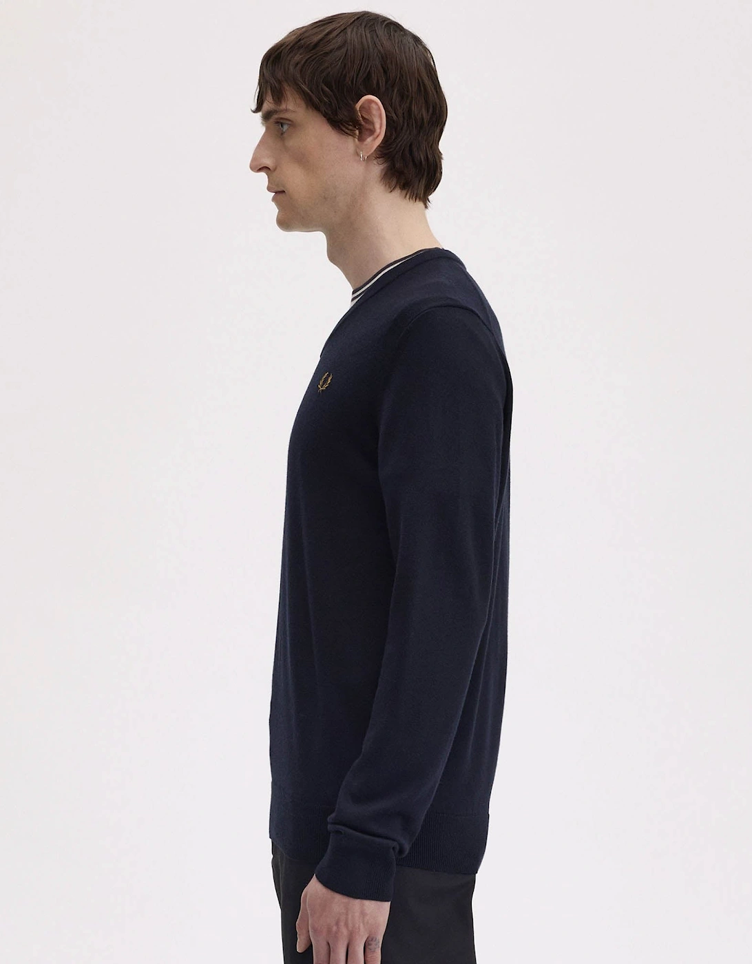 Fred Perry Mens Classic V Neck Jumper - Navy 795