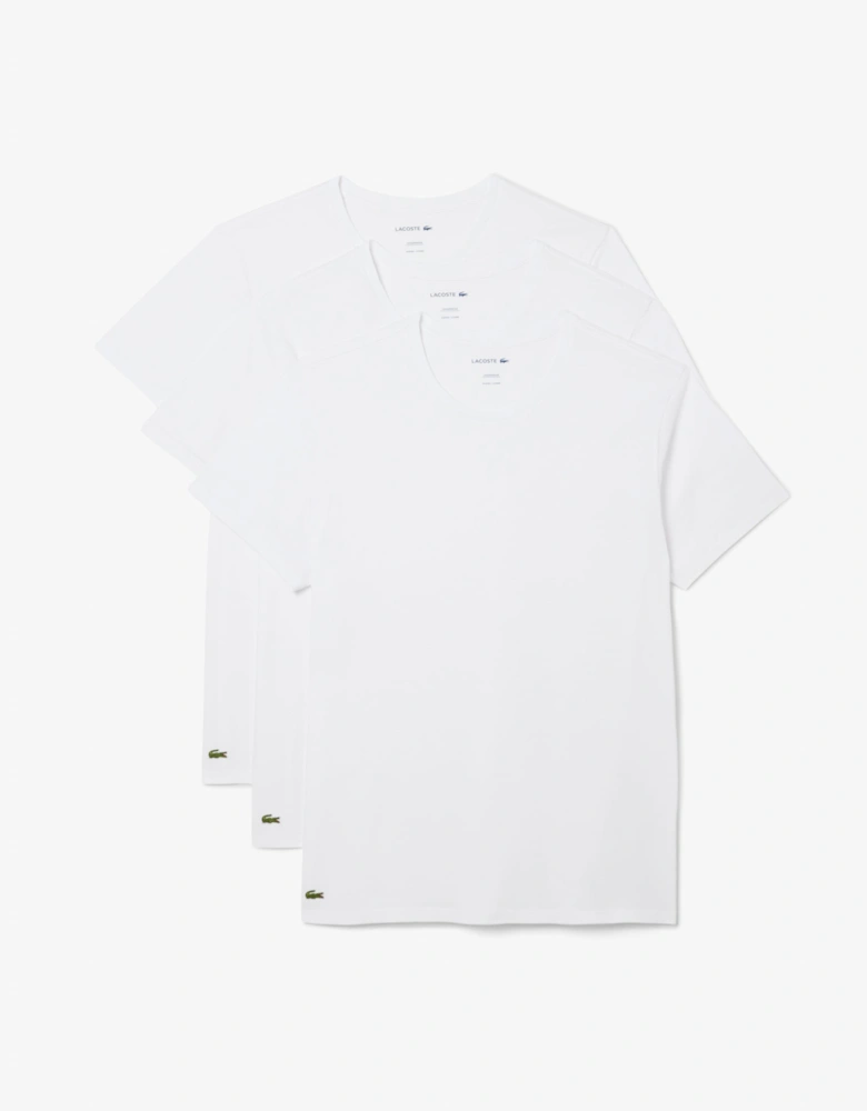 Lacoste 3-Pack Cotton Crew Neck Mens T-Shirts - White 001