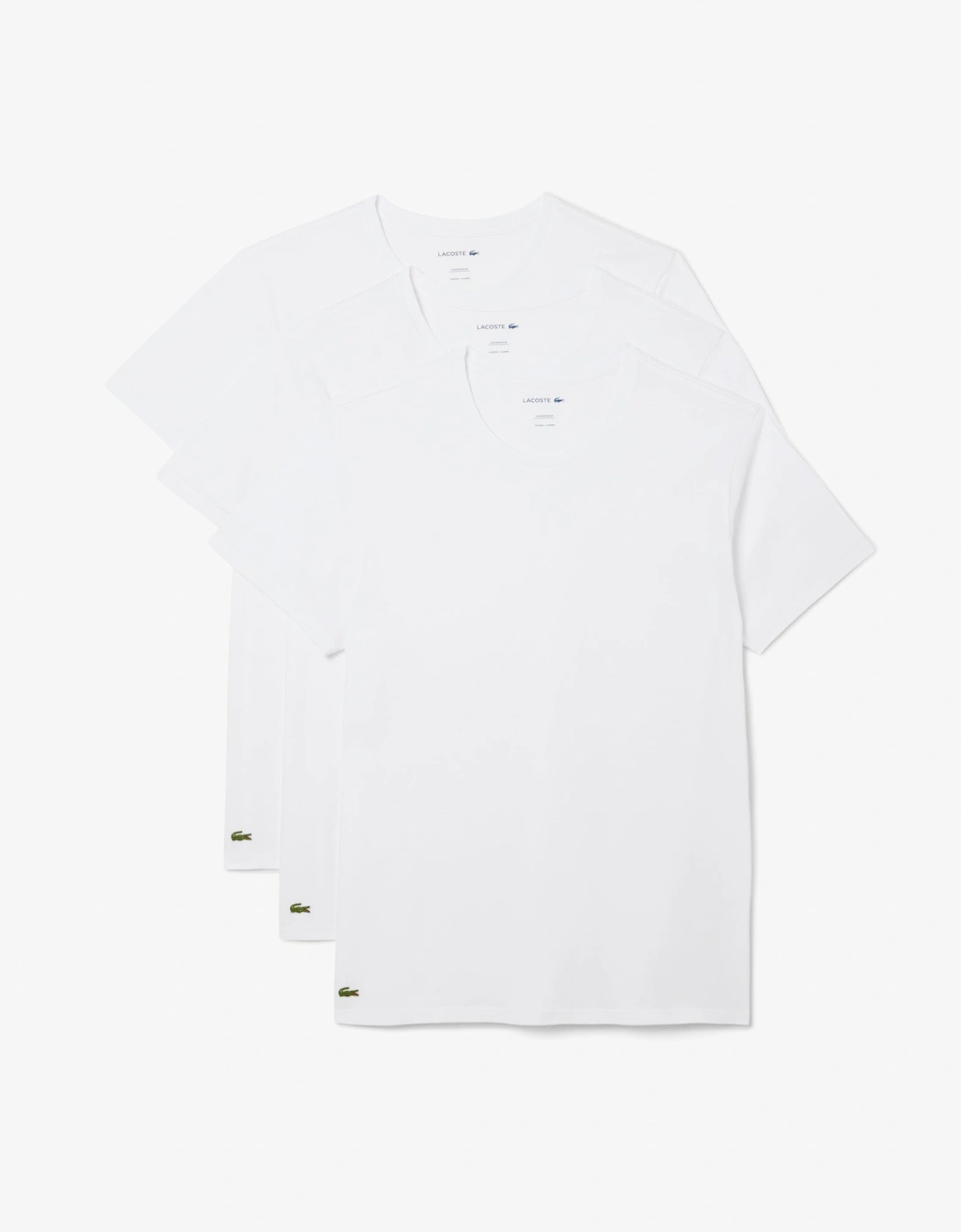 Lacoste 3-Pack Cotton Crew Neck Mens T-Shirts - White 001, 3 of 2