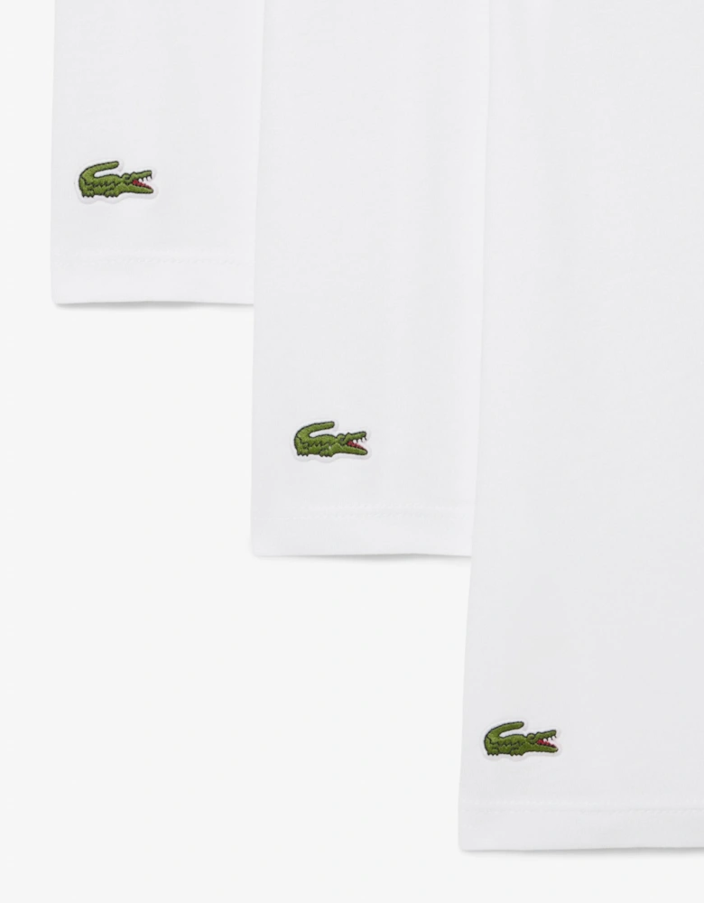 Lacoste 3-Pack Cotton Crew Neck Mens T-Shirts - White 001
