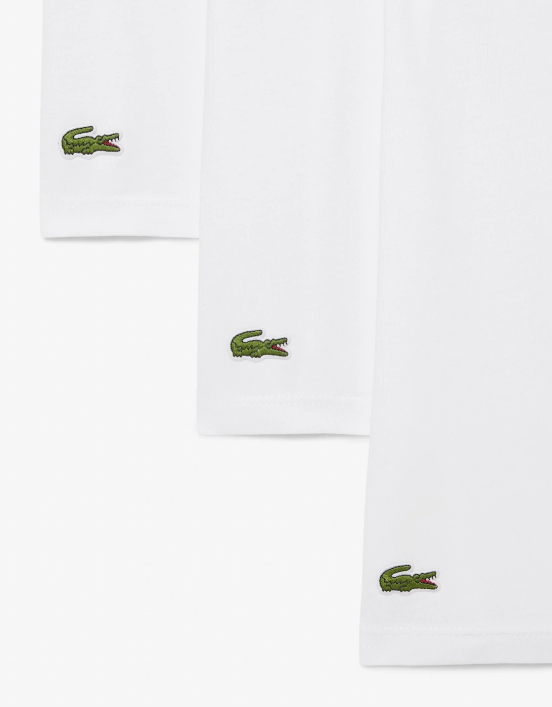Lacoste 3-Pack Cotton Crew Neck Mens T-Shirts - White 001