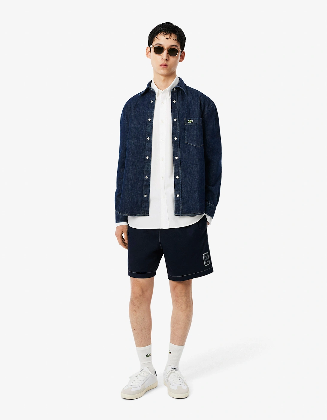 Lacoste Casual Oxford Mens Long Sleeve Shirt - White/White 800