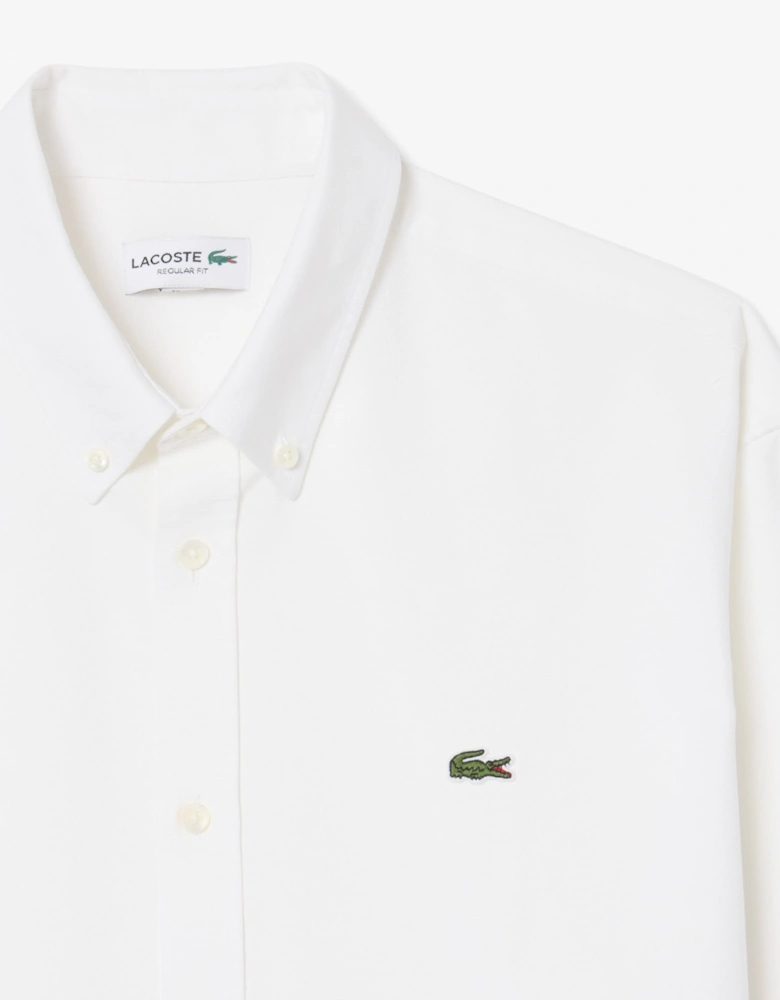 Lacoste Casual Oxford Mens Long Sleeve Shirt - White/White 800