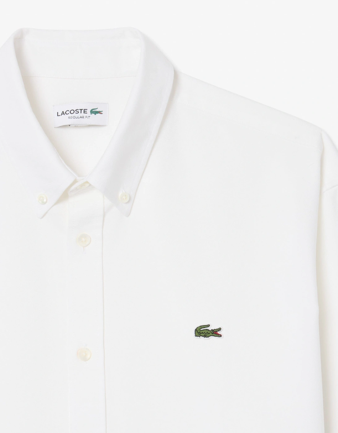 Lacoste Casual Oxford Mens Long Sleeve Shirt - White/White 800